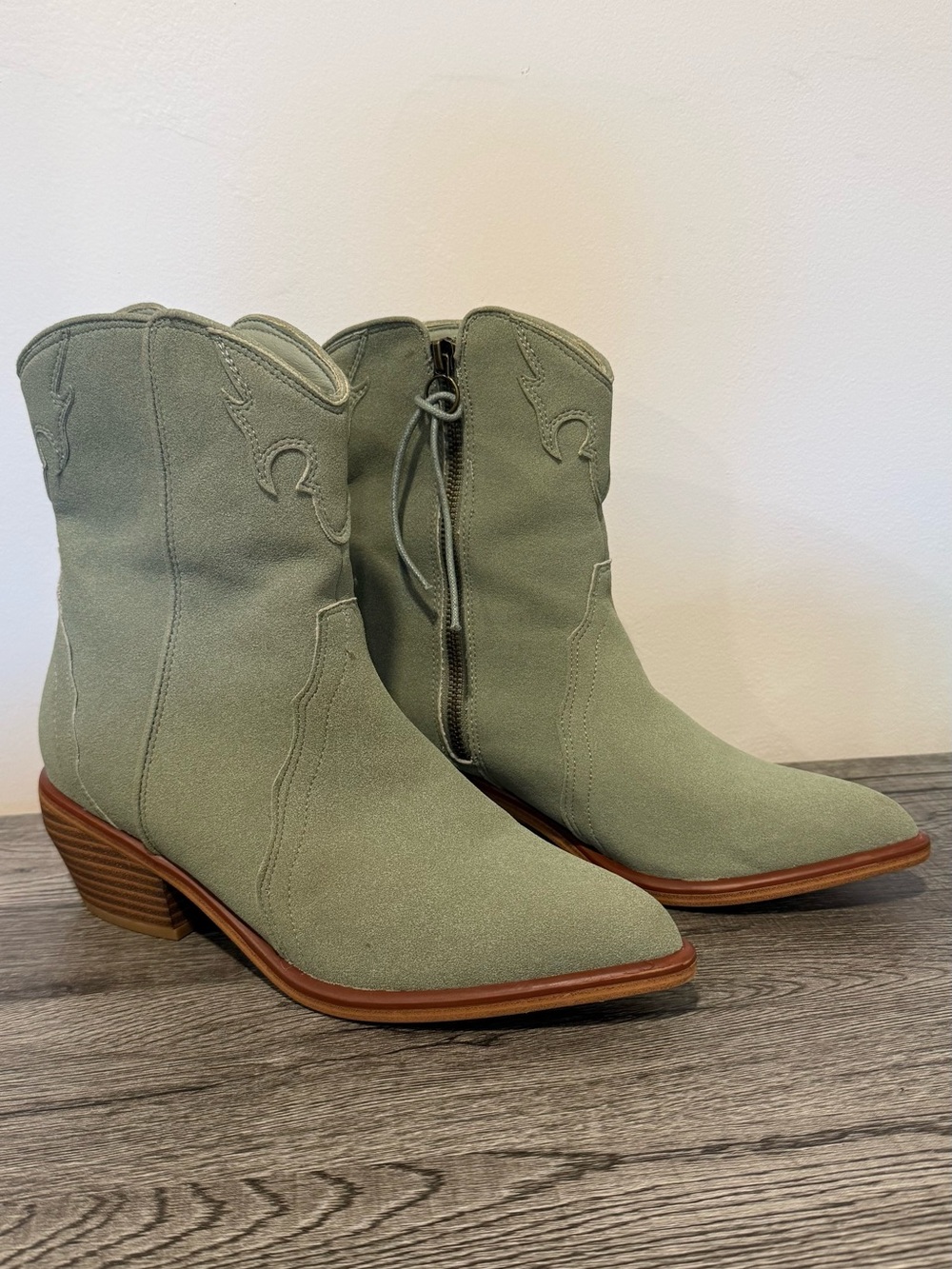 Alexander Wang Sage Green Suede Ankle Booties